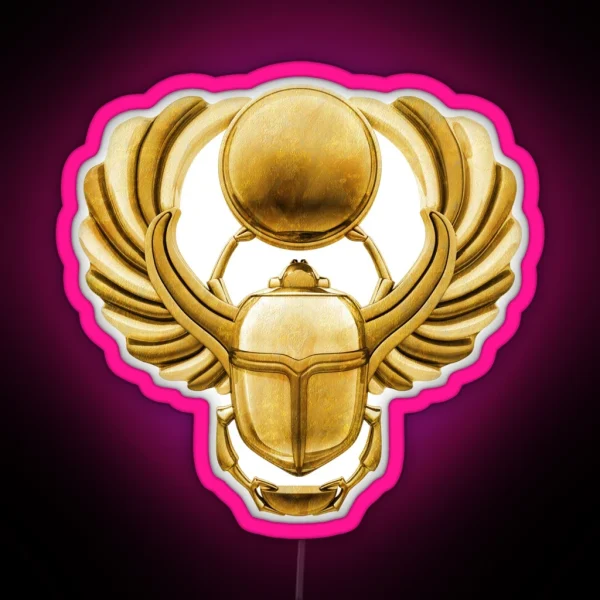 Gold Egyptian Scarab RGB Neon Sign