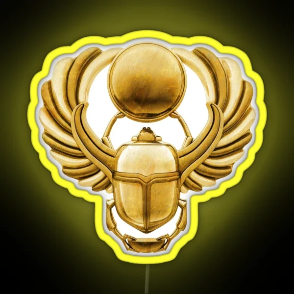Gold Egyptian Scarab RGB Neon Sign