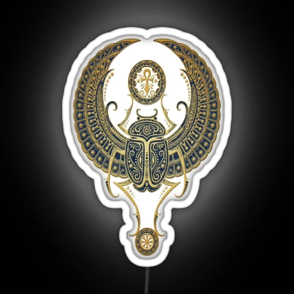 Golden Blue Winged Egyptian Scarab Beetle RGB Neon Sign