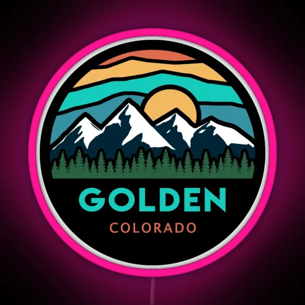 Golden Colorado Mountain Scene RGB Neon Sign