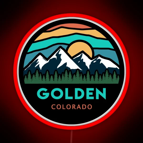 Golden Colorado Mountain Scene RGB Neon Sign