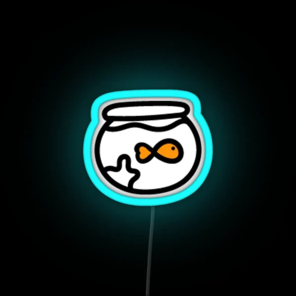 Goldfish Swimming Swimmingly In Their Smol Aquarium RGB Neon Sign