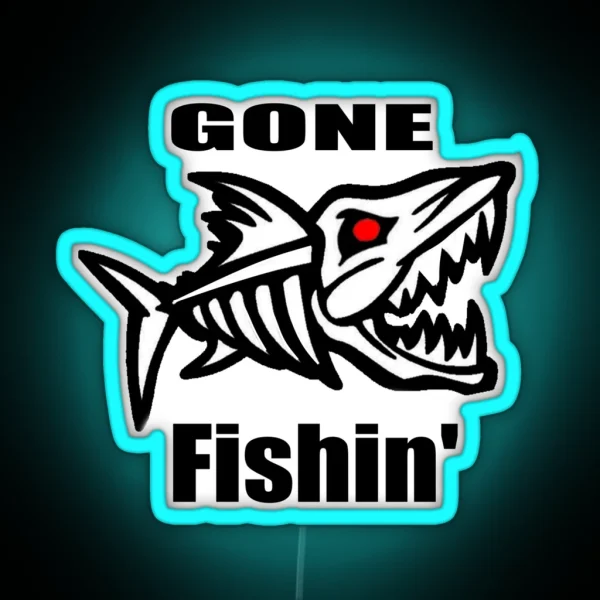 Gone Fishin Skeleton Fish RGB Neon Sign