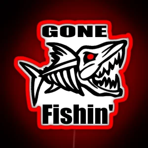 Gone Fishin Skeleton Fish RGB Neon Sign