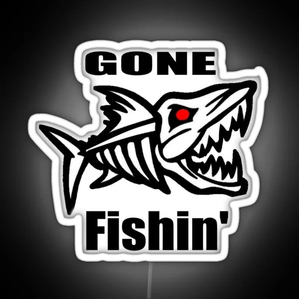 Gone Fishin Skeleton Fish RGB Neon Sign
