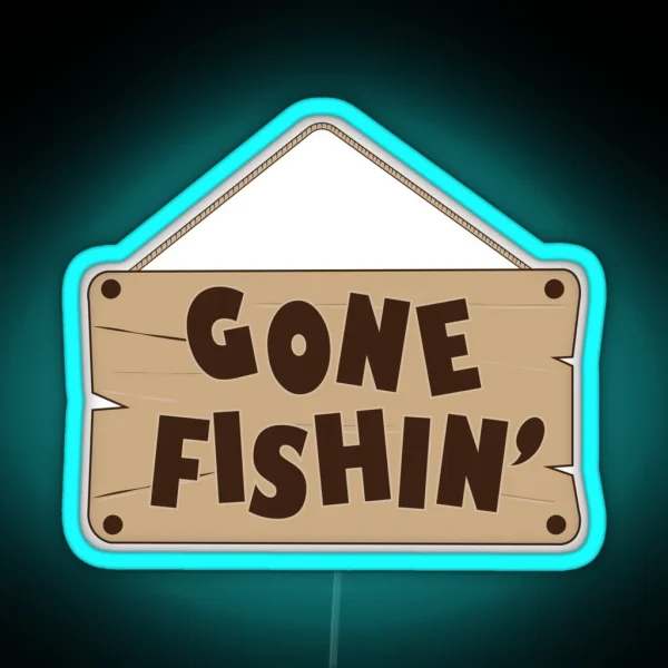 Gone Fishing Fishing Sign RGB Neon Sign