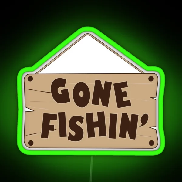 Gone Fishing Fishing Sign RGB Neon Sign