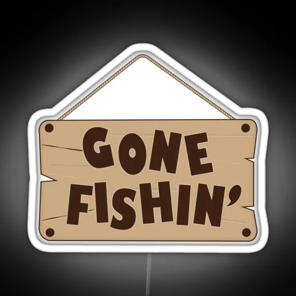 Gone Fishing Fishing Sign RGB Neon Sign