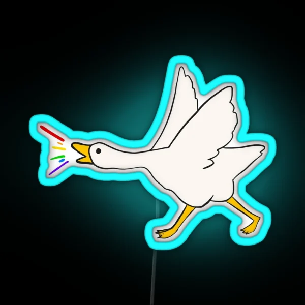 Goose Honking Rainbows RGB Neon Sign