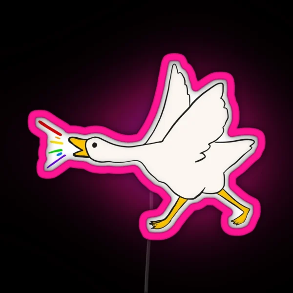 Goose Honking Rainbows RGB Neon Sign
