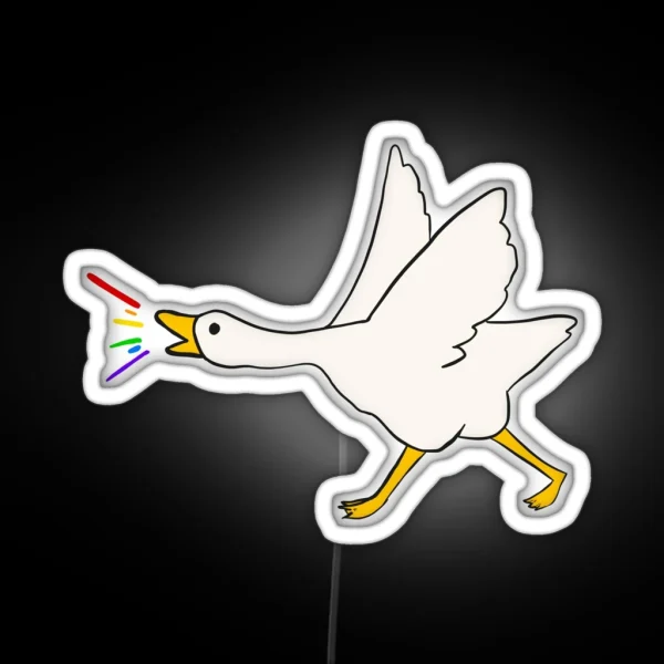 Goose Honking Rainbows RGB Neon Sign
