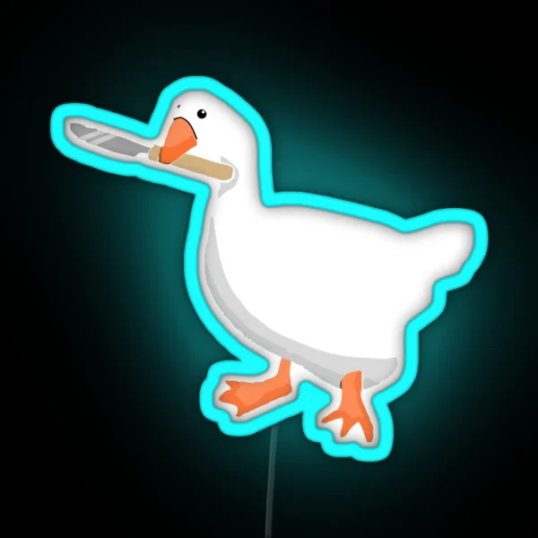 Goose With Knife Untitled Goose Game RGB Neon Sign