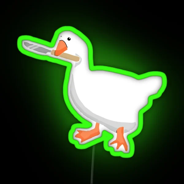 Goose With Knife Untitled Goose Game RGB Neon Sign