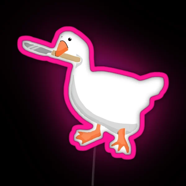 Goose With Knife Untitled Goose Game RGB Neon Sign