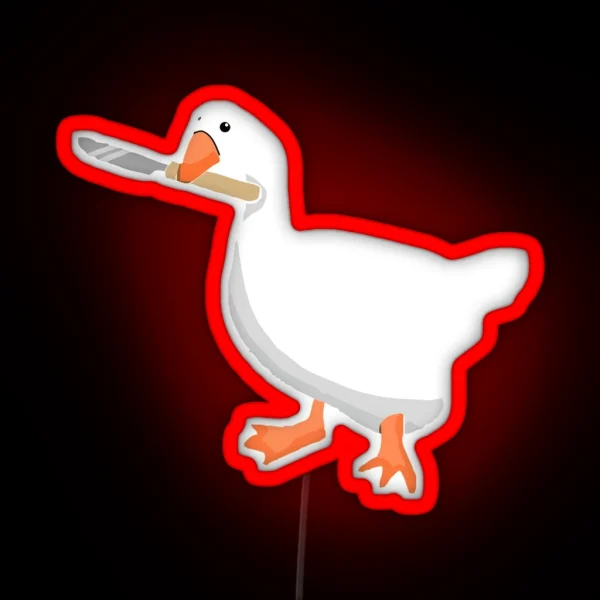 Goose With Knife Untitled Goose Game RGB Neon Sign