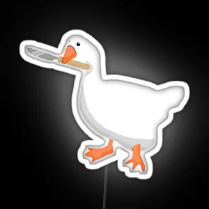 Goose With Knife Untitled Goose Game RGB Neon Sign