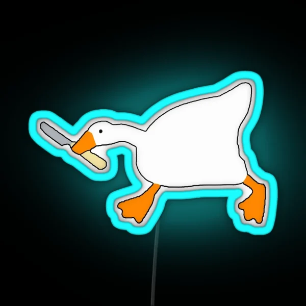 Goose With Knife Untitled Goose RGB Neon Sign