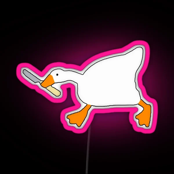 Goose With Knife Untitled Goose RGB Neon Sign