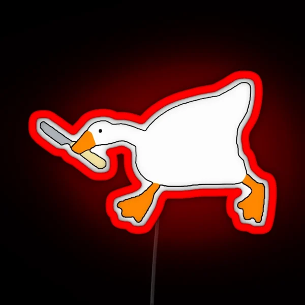 Goose With Knife Untitled Goose RGB Neon Sign