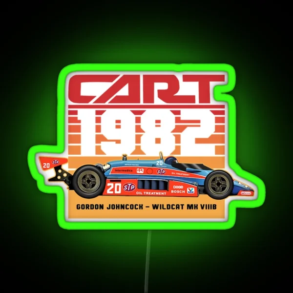Gordon Johncock 1982 Cart Indy 80s Retro Style RGB Neon Sign
