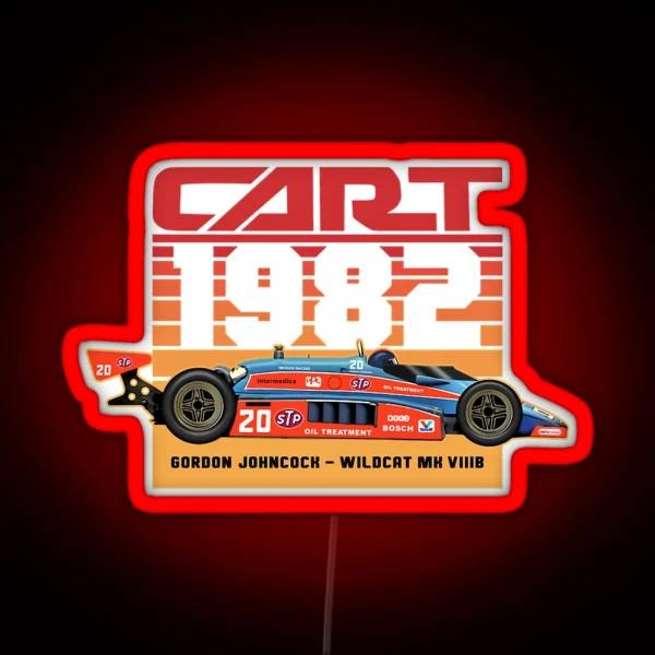 Gordon Johncock 1982 Cart Indy 80s Retro Style RGB Neon Sign