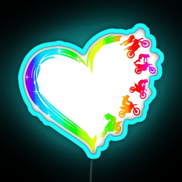 Gradient Heart Motocross RGB Neon Sign