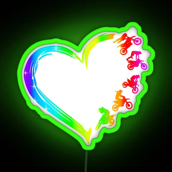 Gradient Heart Motocross RGB Neon Sign