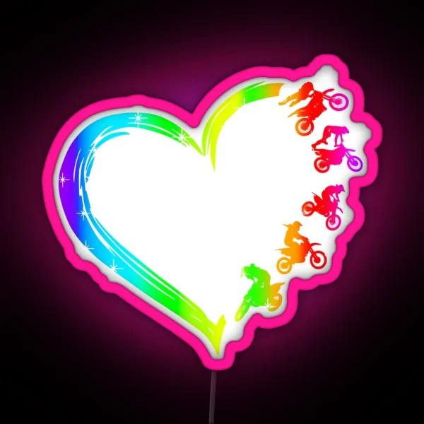 Gradient Heart Motocross RGB Neon Sign