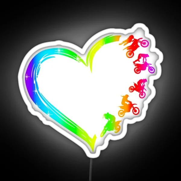 Gradient Heart Motocross RGB Neon Sign