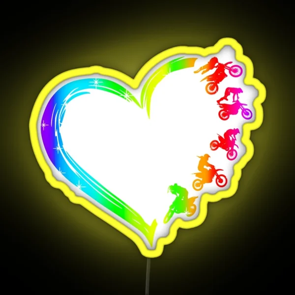 Gradient Heart Motocross RGB Neon Sign