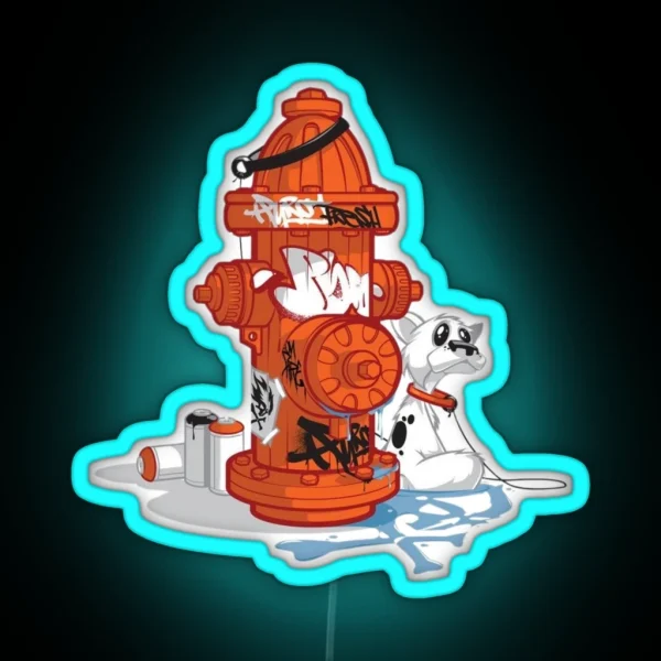 Graffiti Hydrant Scene RGB Neon Sign