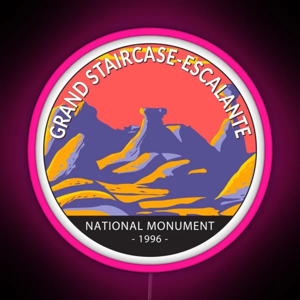 Grand Staircase Escalante National Monument Utah Circle RGB Neon Sign