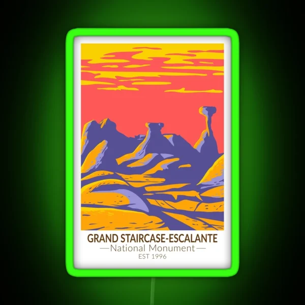 Grand Staircase Escalante National Monument Utah Vintage RGB Neon Sign