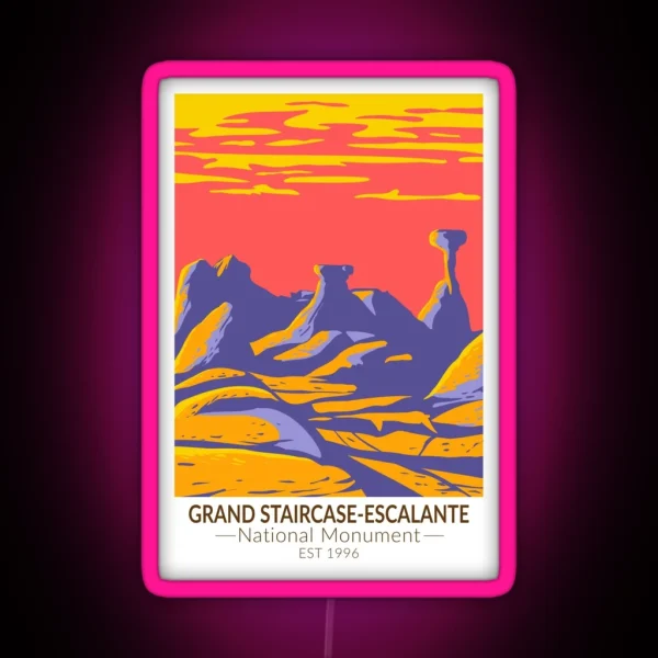 Grand Staircase Escalante National Monument Utah Vintage RGB Neon Sign