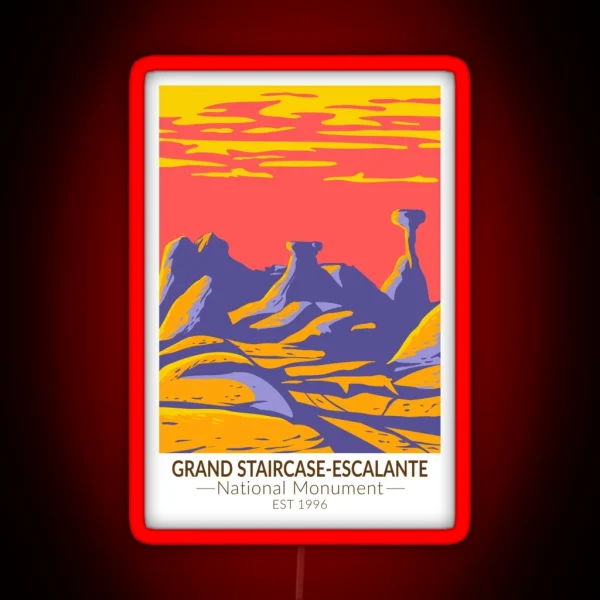 Grand Staircase Escalante National Monument Utah Vintage RGB Neon Sign