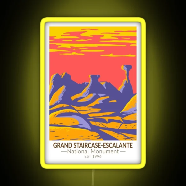 Grand Staircase Escalante National Monument Utah Vintage RGB Neon Sign