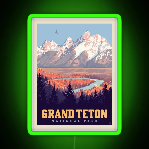 Grand Teton National Park RGB Neon Sign