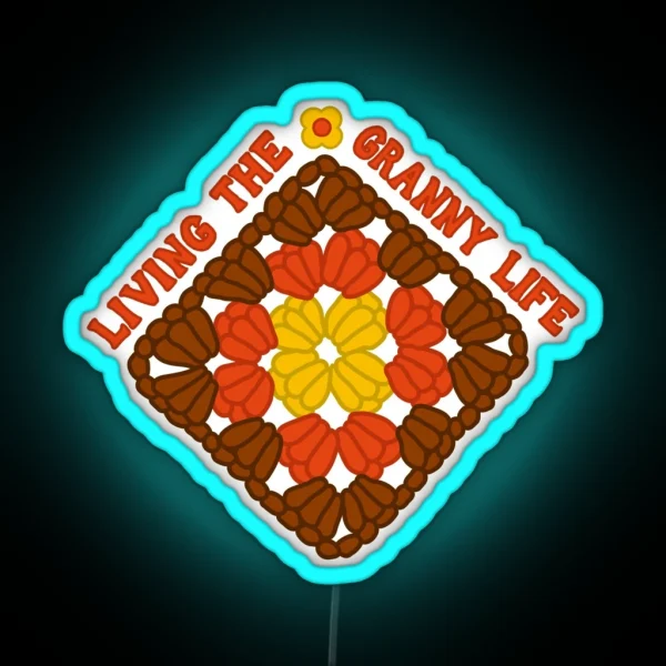 Granny Square Life Crochet RGB Neon Sign
