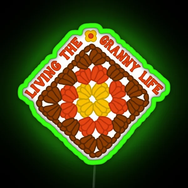 Granny Square Life Crochet RGB Neon Sign