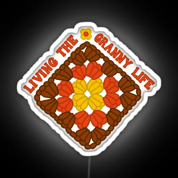 Granny Square Life Crochet RGB Neon Sign