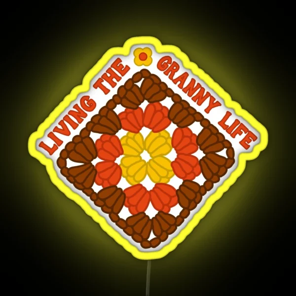 Granny Square Life Crochet RGB Neon Sign
