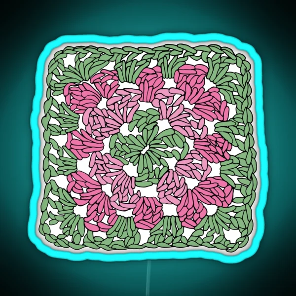 Granny Square Pink And Green RGB Neon Sign