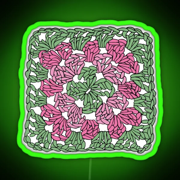 Granny Square Pink And Green RGB Neon Sign