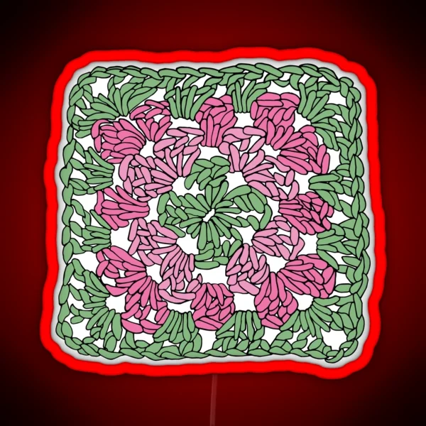 Granny Square Pink And Green RGB Neon Sign