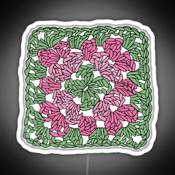 Granny Square Pink And Green RGB Neon Sign