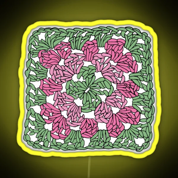 Granny Square Pink And Green RGB Neon Sign