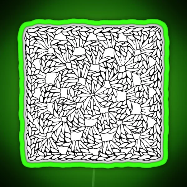 Granny Square Transparent Black And White RGB Neon Sign