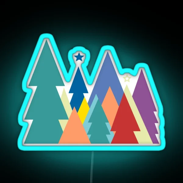 Graphic Fir Trees RGB Neon Sign