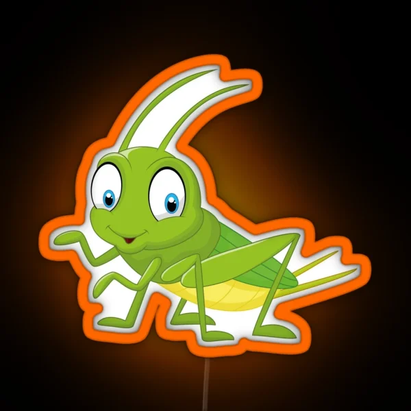 Grasshopper Cartoon RGB Neon Sign