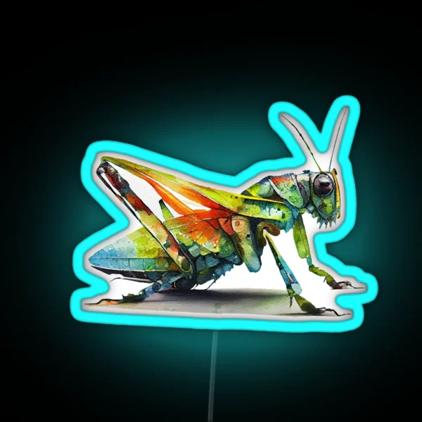 Grasshopper Colourful Art Watercolor Painting RGB Neon Sign